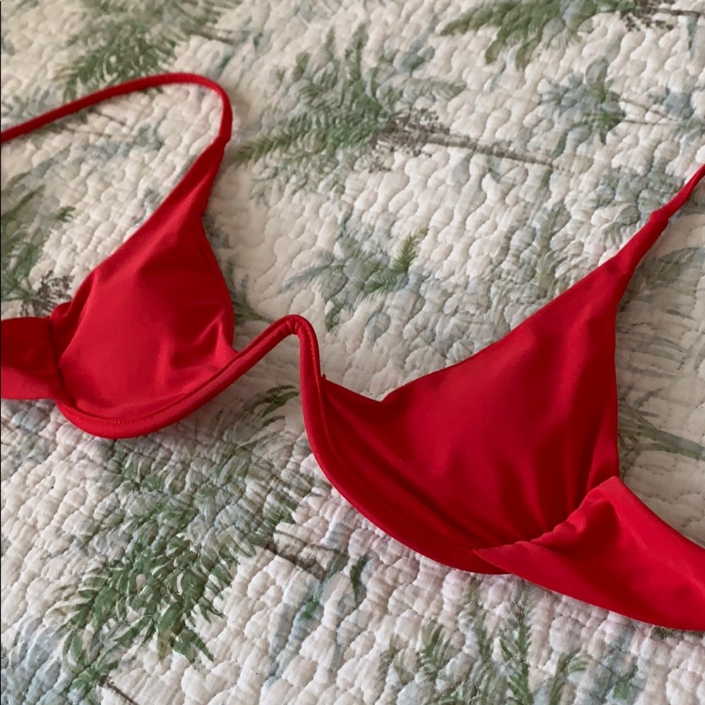 Red underwire bikini top